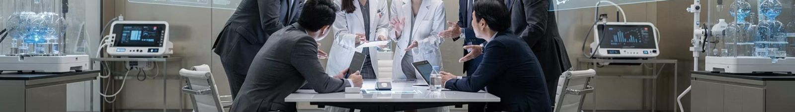 研究者と企業関係者による打ち合わせ