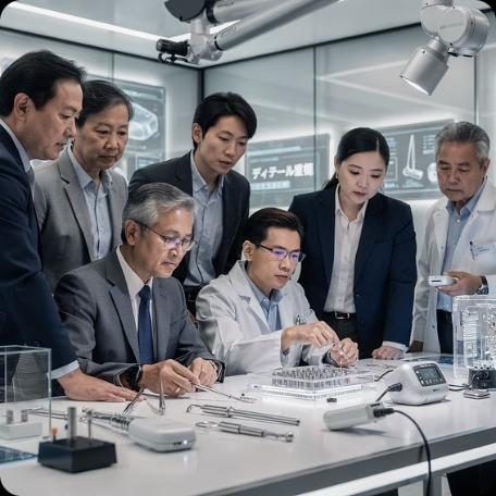 医療機器を検討する医師と技術者